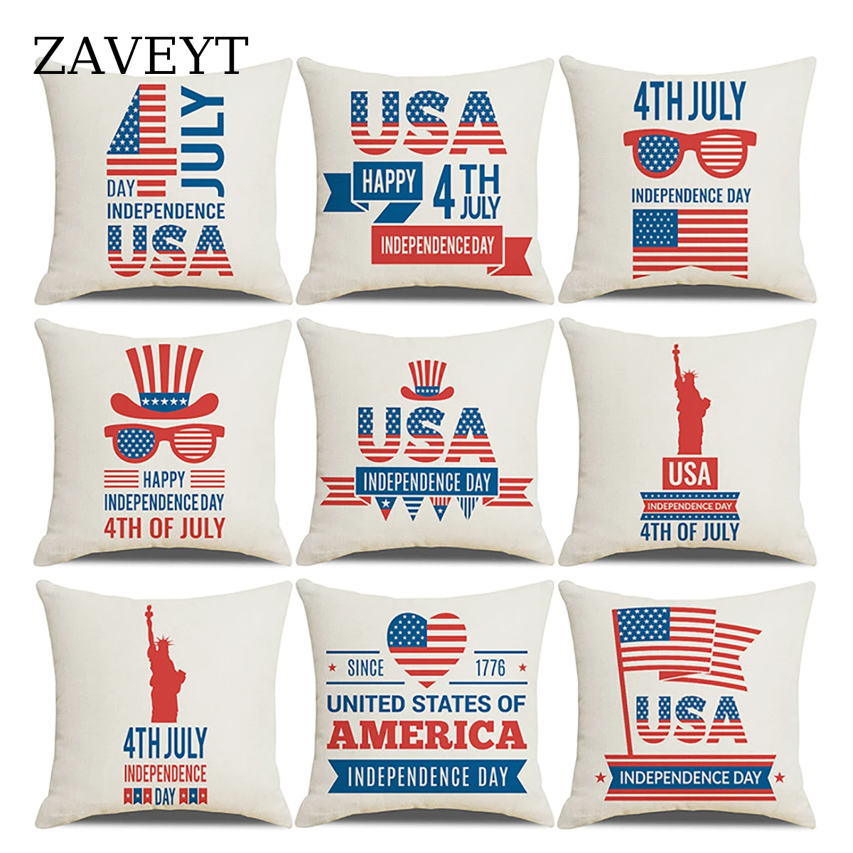 

New American Flag Pattern Independence Day Linen Cushion Cover For Sofa Square Decorative Throw Pillow Case 45x45