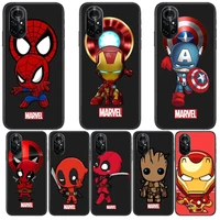 marvel iron man spiderman clear phone case for huawei honor 20 10 9 8a 7 5t x pro lite 5g black etui coque hoesjes comic fash
