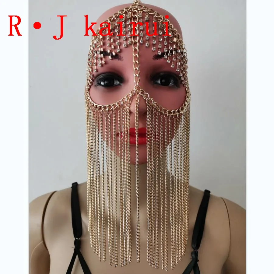 

Новая мода RJH2201 золотые цепи украшения Голова Украшения уникальный дизайн Стразы голова ювелирные изделия костюм 2 цвета