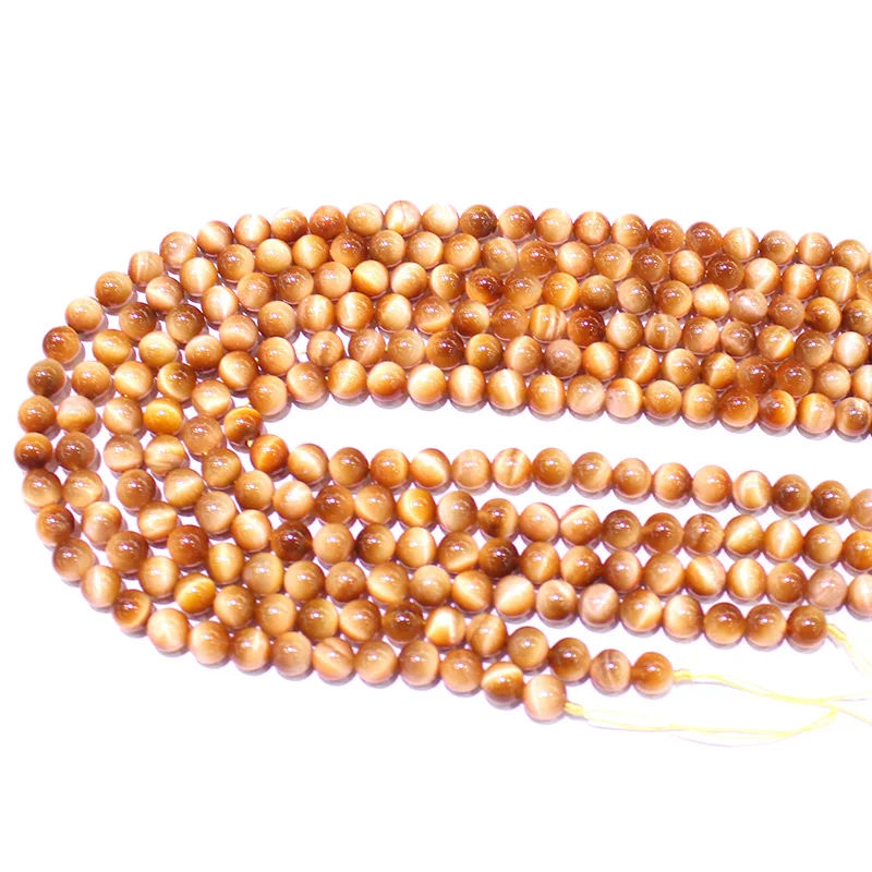 

Бусины из натурального желтого тигрового глаза, 1 нить, 8 мм