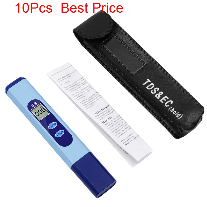 

10Pcs/lot LCD Conductivity Detector Pen Digital EC Pen US Conductivity Test Pen US Test Pen 0-9990us For Pool Laboratory