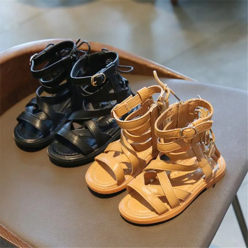 Сандалии для девочек в римском стиле высокие босоножки принцессы модная