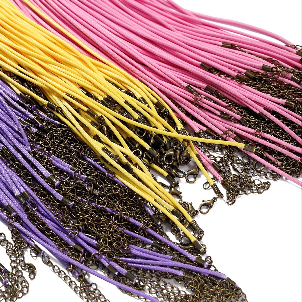 

10Pcs 1.5/2mm Leather Adjustable Braided Rope Bronze Lobster Clasp Tail Chain Connectors For DIY Necklace Pendant Jewelry Making