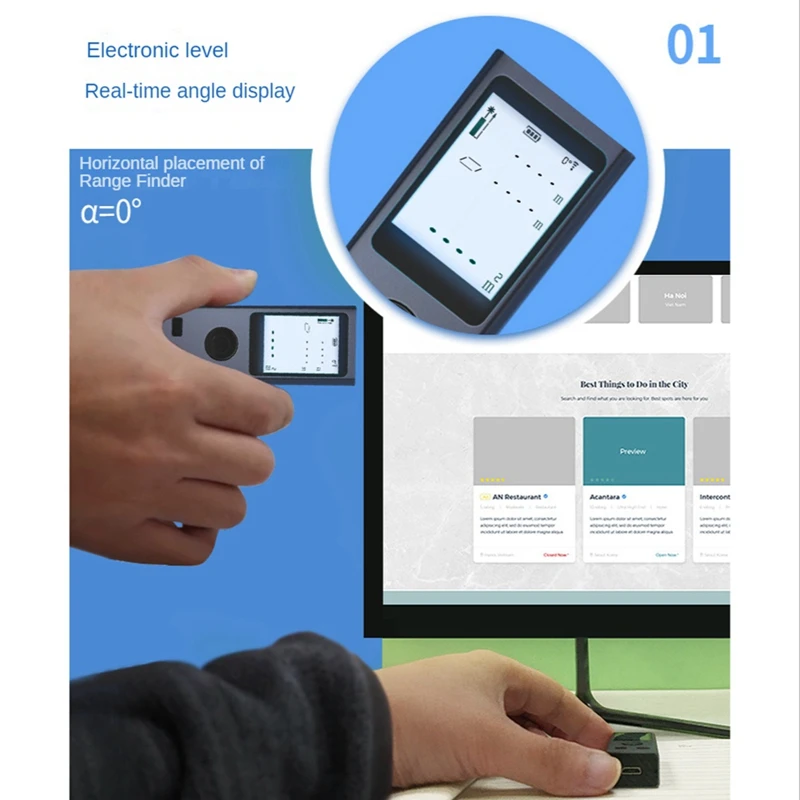 Портативный цифровой лазерный дальномер 30 м