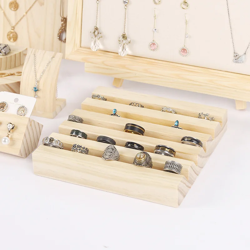 Jewelry Shop Window Solid Wood Jewelry Display Stand Jewelry Storage Display Set Pendant Necklace Bracelet Ring Display Stand