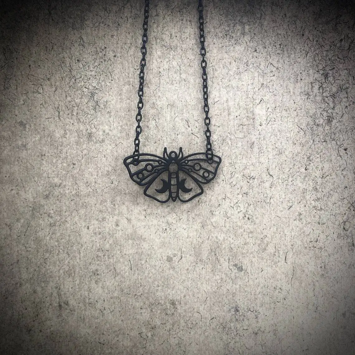 

Gothic Black Moon Pattern Butterfly Pendant Necklace Wedding Banquet Holiday Gifts For Men And Women Daily Jewelry