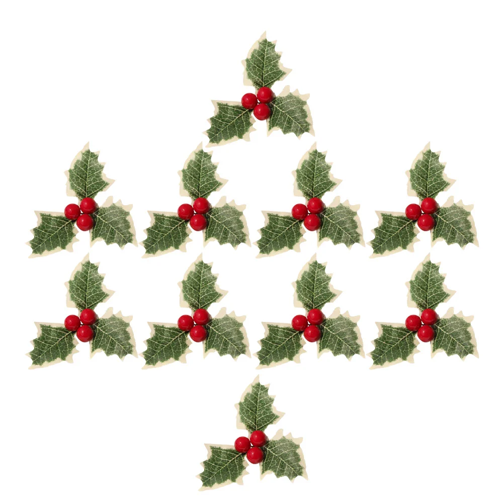 

Christmas Berry Artificial Leaf Holly Berries Picksstems Craft Redgreenery Fake Leaves Applique Crafts Wreaths Pine Mini