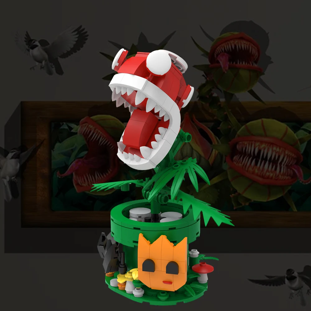 

Gobricks Moc Chomper Building Blocks Game Man Eater Flower Model Ferocious Fly Trap Bricks Sets of Ideas Toy for Kids Adult Gift