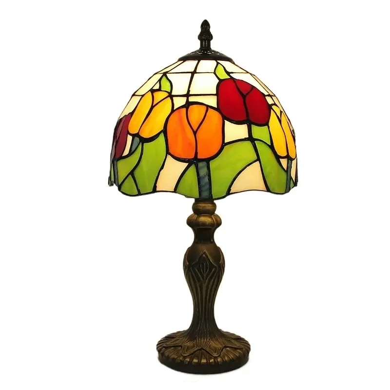 8-дюймовый ретро классический витраж тюльпаны цветок абажур церковный домашний