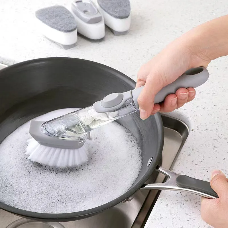 

Кухонная щетка для мытья кастрюль, губка для мытья посуды, автоматический дозатор жидкости, очиститель с длинной ручкой, скребок для мытья дома