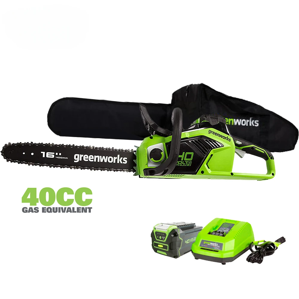 

GD40CS18 40V Chainsaw with 4.0ah Battery 16 Inch Brushless Motor 20m/s Rechargeable Cordless Chain Saw Equal 40cc Gas