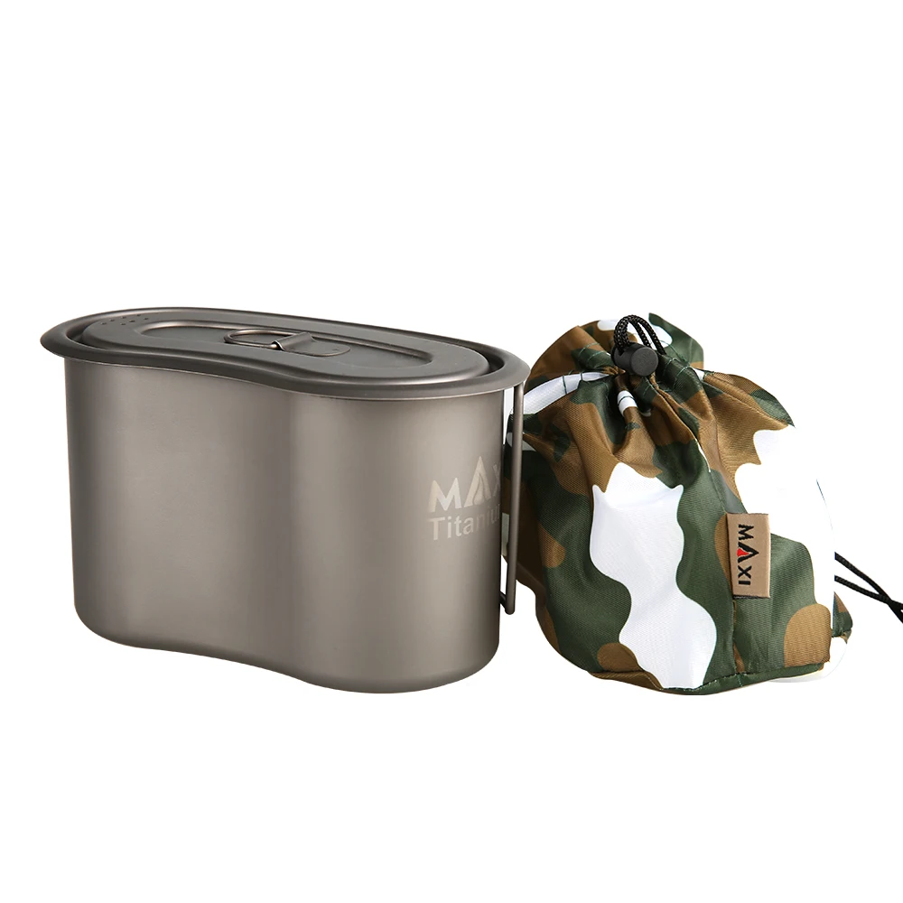 Титановая чашка GI с титановой ложкой 950 мл Ланч-бокс чаша для кемпинга со складной