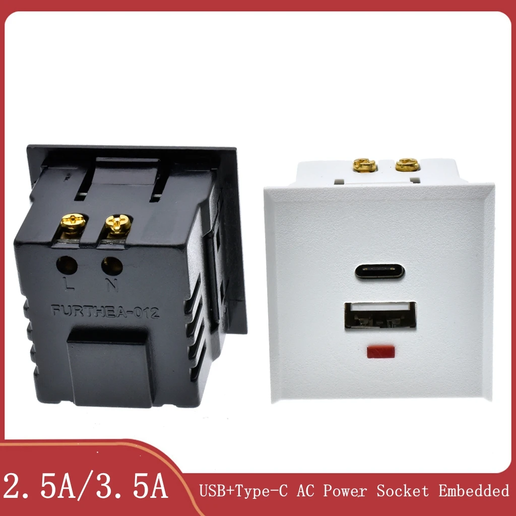 Фото Розетка сетевая с USB + типа C, 5 В, 220 В, со светодиодным индикатором №1
