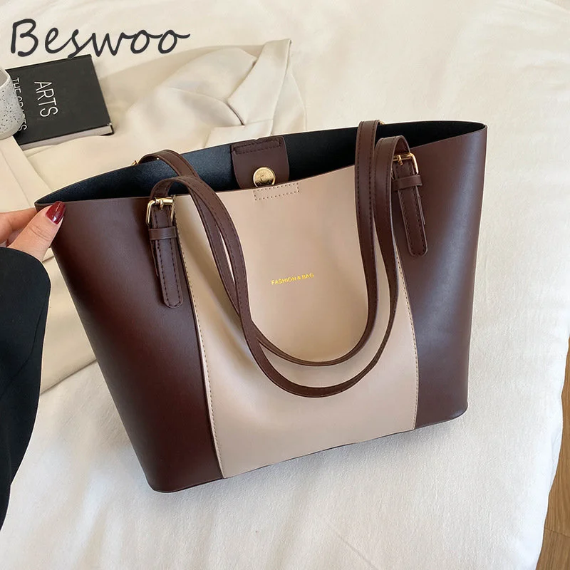 

Korean Style Women's Fashion Bags 2023 Spring Commuting Big Bags Luxury Handbag Large Capacity Simple Female Tote Shoulder Bag