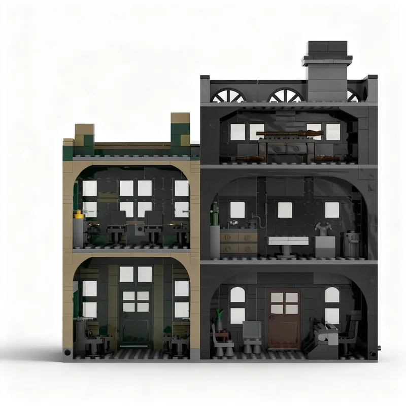 1009 деталей MOC Knockturn Alley ELM Undertakers Embalmers: Маркус Скарр с неразгладимыми татуировками, Магический Волшебник, Модель-конструктор из кирпичиков (art.: 3920da63dd9da) - 3920da63dd9da
