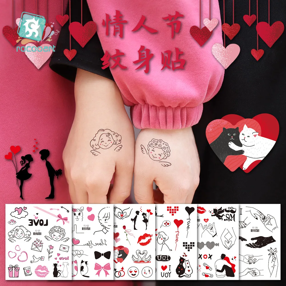 

New Love Valentine's Day Tattoo Sticker Couple Love Temporary Tattoos Water Transfer Sticker size:105*120mm