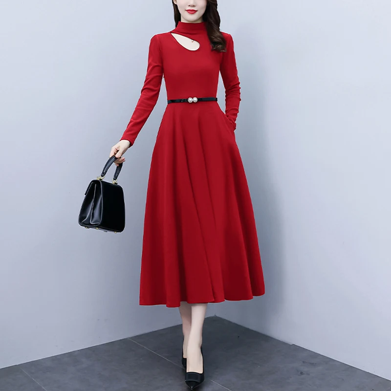 

Осенне-зимнее Новое приталенное платье во французском стиле с длинным рукавом