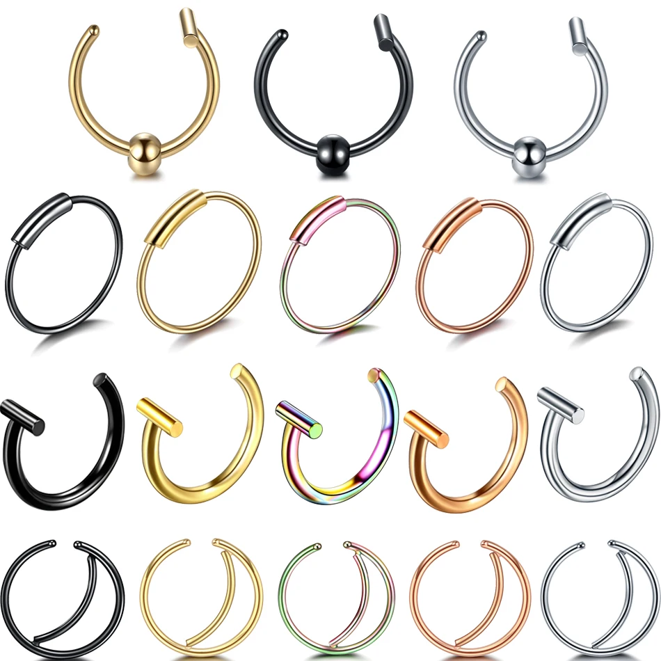 

1Pc 316L Stainless Steel Nose Septum Hoop Nose Ring Stud Punk Style Nose Lip Cartilage Tragus Helix Ear Piercing Body Jewelry