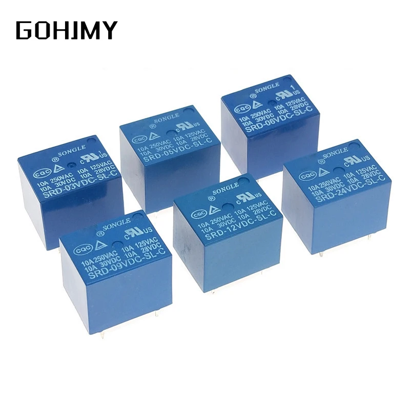 

5PCS Relay SRD-03 05 09 06 24 12VDC-SL-C 5PINS 3V 5V 9V 6V 24V 12V High-quality SRD-03VDC-SL-C SRD-05VDC-SL-C SRD-09VDC-SL-C