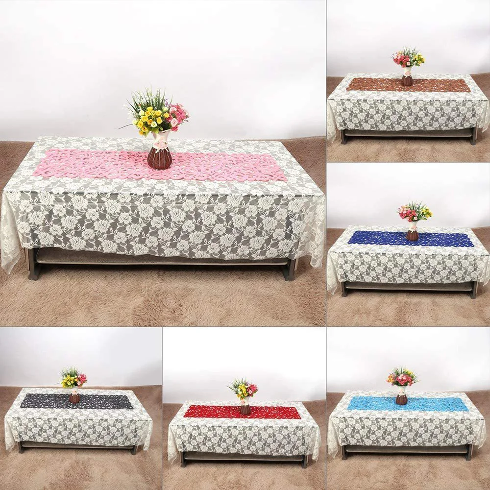 

6Color 102x29cm Hollow Felt Placemat Insulation Pad Decorative Pad Table Pad Desktop Decorative Anti-Slip Pad