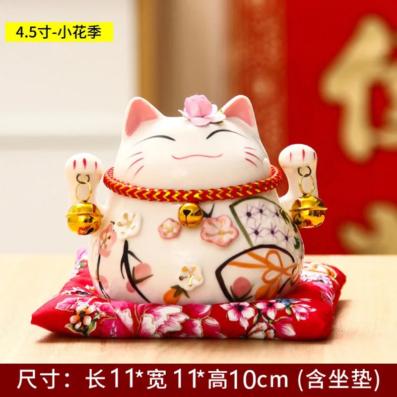

4.5 Inch Ceramic Maneki Neko Piggy Bank Creative Home Decoration Porcelain Ornaments Business Crafts Lucky Cat Feng Shui Gifts