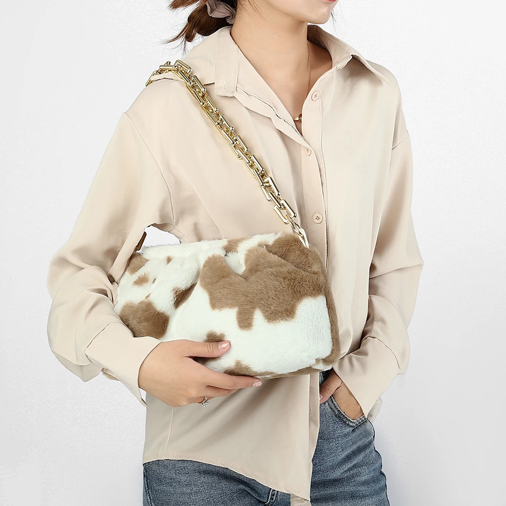 

Retro Cloud Pleated Purse Animal Pattern Chain Shoulder Bag Lady Street Handbags Popular Simple Female Daily Bag
