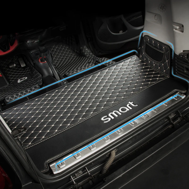 

Car Trunk Mat Leather Protection Pad Interior Decoration Logo Floor Mat For Mercedes Smart 453 fortwo Car Styling Accessories