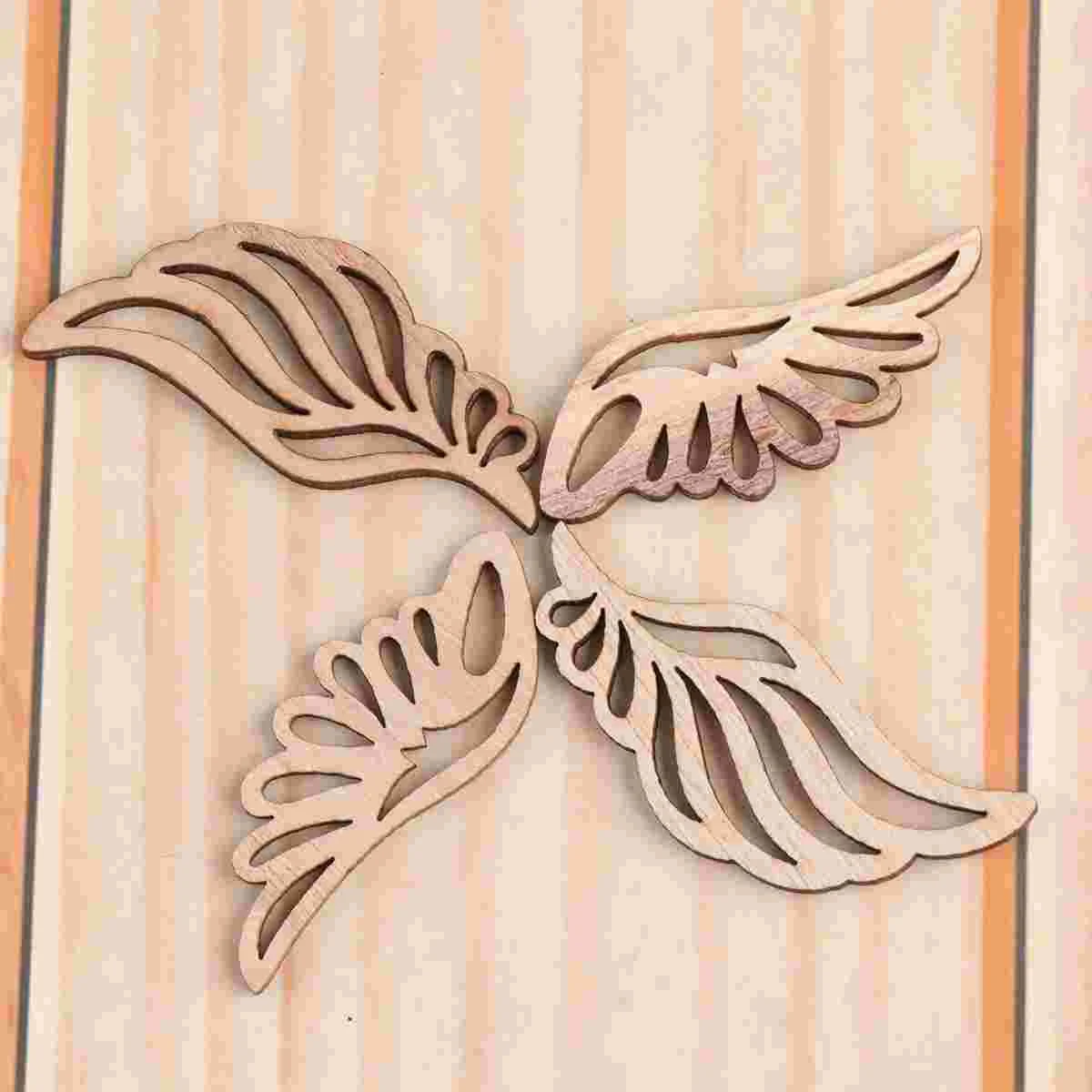 

Wooden Wing Diyangel Wood Toy Chip Applique Angle Mini Ornaments Painting Decorations Craft Graffiti Coloring Patch Drawing