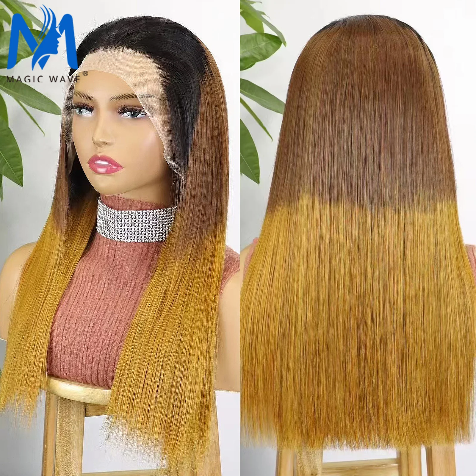 Цветной прямой парик из натуральных волос для чернокожих женщин 13x4 кружевной