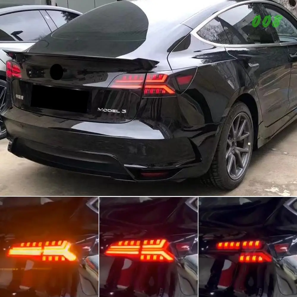 

Задний фонарь для стайлинга автомобиля Tesla Model 3, модель Y 2016-2021, задние фонари, светодиодный динамический сигнал DRL, тормозные задние автомобильные аксессуары