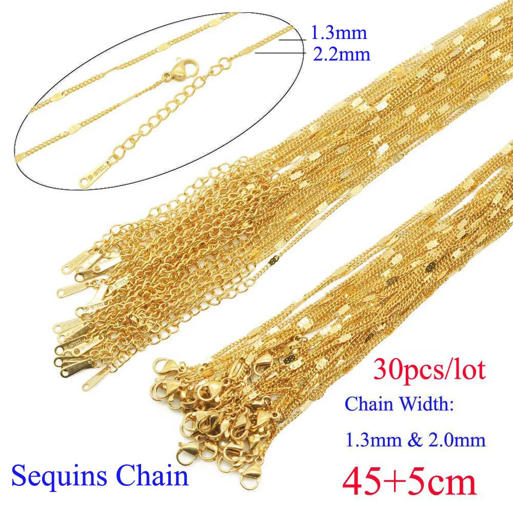 Цепочка с пайетками из нержавеющей стали 304 45 + 5 см 30 шт./партия - купить по