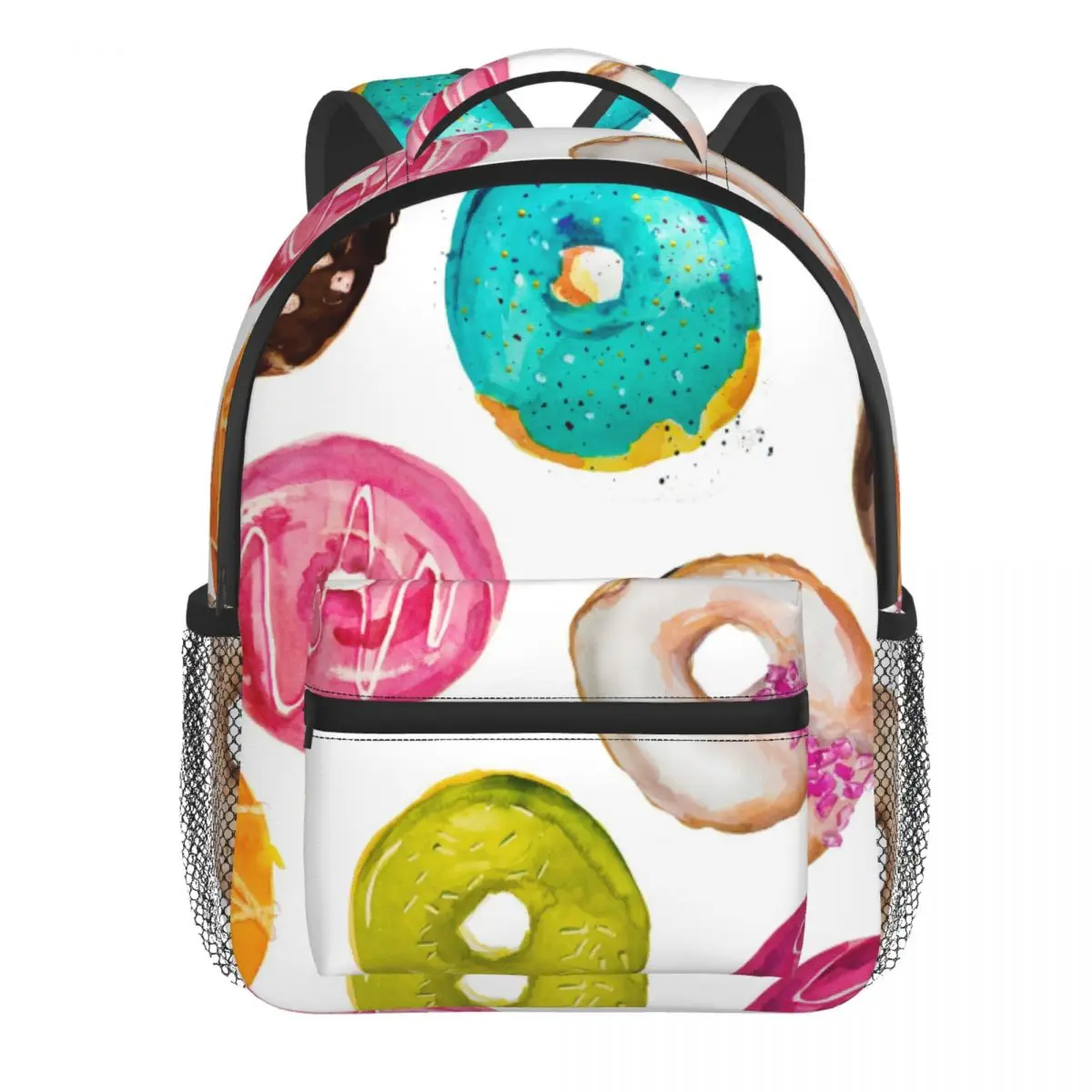 Kids Backpack Watercolor Donuts Cute Kindergarten Children Mochila School Bag