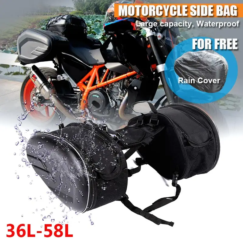 

Motorcycle Pannier Bags Waterproof Saddle Bag / Motorcycle Side Helmet Riding Travel Storage Fork Travel Pouch Box + Rain Cover