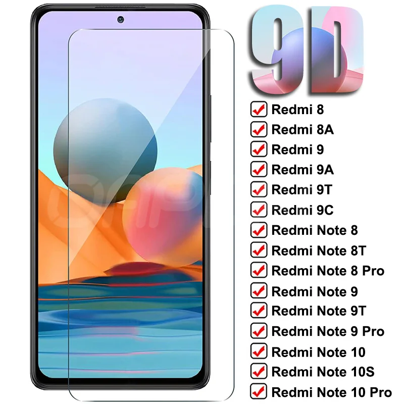 

9D Full Tempered Glass For Xiaomi Redmi 9 9A 9T 9C 9i 8 8A K40 Note 10 9 8 Pro 8T 10S 9T 9S Screen Protector Protective Glass