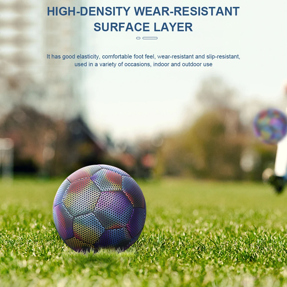 

Holographics Glowing Soccer Glow in The Dark Glowing Soccer Ball Size 4/5 Team Training Outdoor Toys for Kids Adults Students