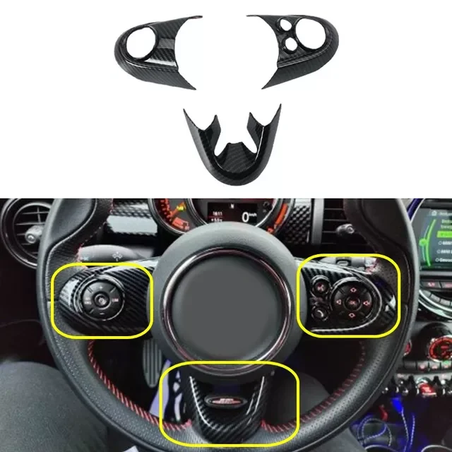 

Car Steering Wheel Cover Carbon Fiber Sticker For BMW MINI Cooper F54 F55 F56 F57 F60 Styling Interior Decoration