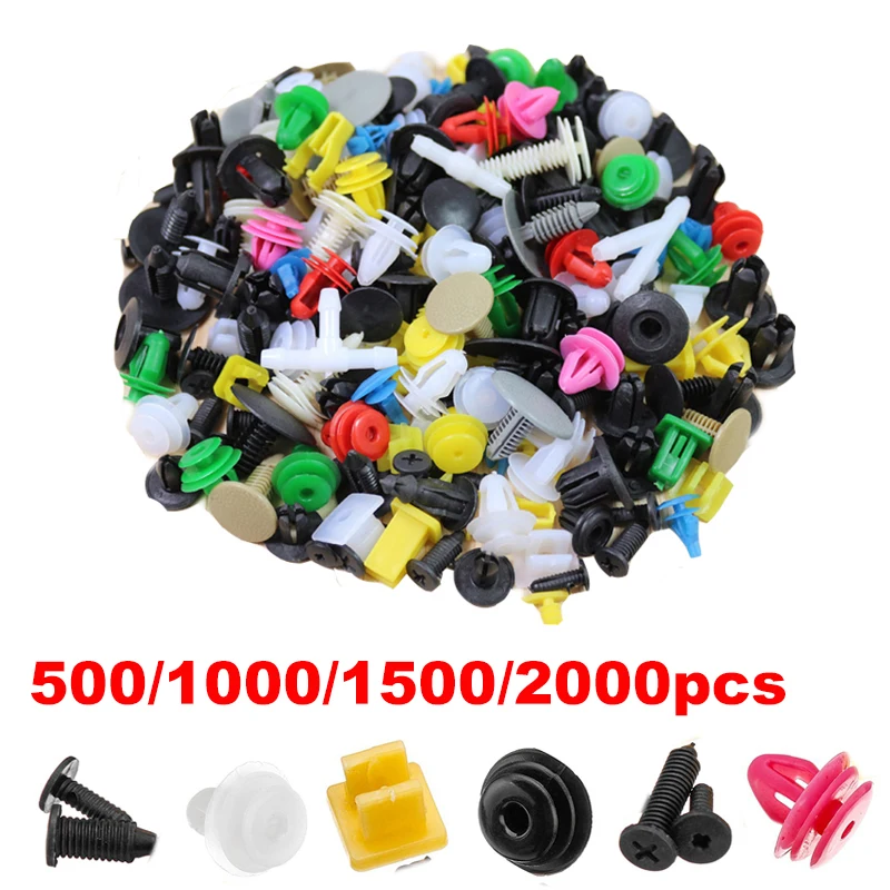 

500/1000/1500/2000PCS Random Mixed Auto Fastener Vehicle Car Bumper Clips Retainer Fastener Rivet Door Panel Liner Universal Fit