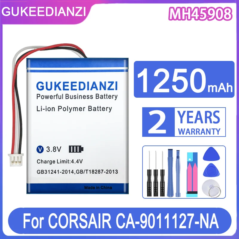 Запасной аккумулятор GUKEEDIANZI 1250 мАч для CORSAIR CA-9011127-NA 9011136-AP для Garmin H2100 Dolby 7/1 Беспроводная батарея MH45908