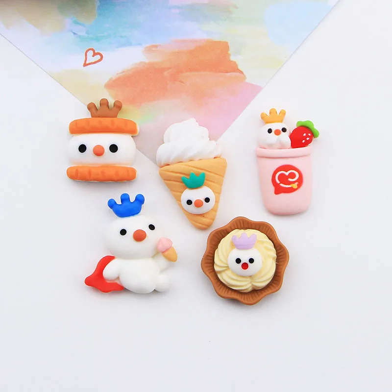 

10pcs Kawaii Colorful Cartoon Foods Resin Flatback Cabochon Scrapbook DIY Accessory Decor Figurine Crafts Cute Ice Cream Buttons