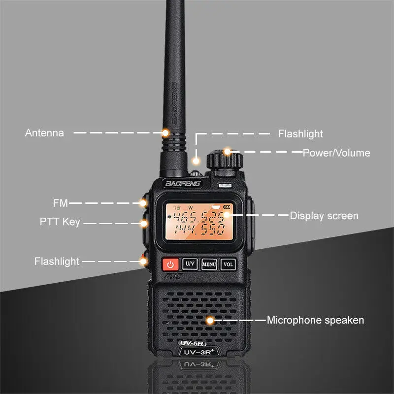 Baofeng UV-3R+ Pro Dual Band VHF/UHF UV-3R Plus Mini Walkie Talkie VOX Compact FM Transceiver UV3R Plus Portable Two Way Radio