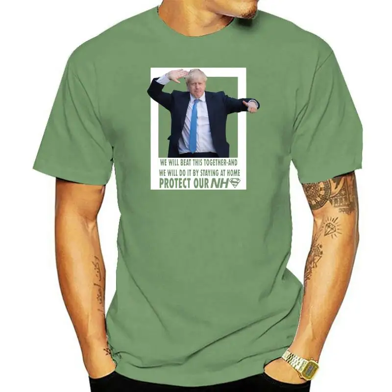 

NHS Boris Johnson T-Shirt We Will Beat This Together Protect Our NHS Tee Top