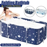 135cm portable folding bathtub large plastic bath bucket insulation bathing bath barrel for adult children swimming pool bathtub