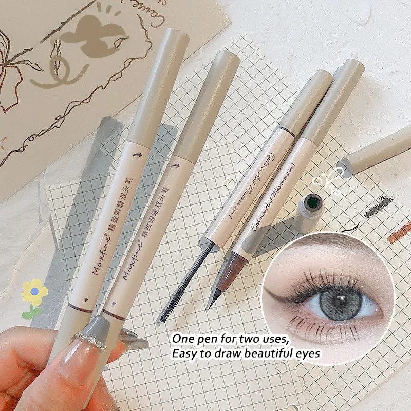 

Double-ended Ultra-thin Liquid Eyeliner Not Easy To Smudge Waterproof Sweatproof Eyeliner Pen Slender Mascara Cosmetics