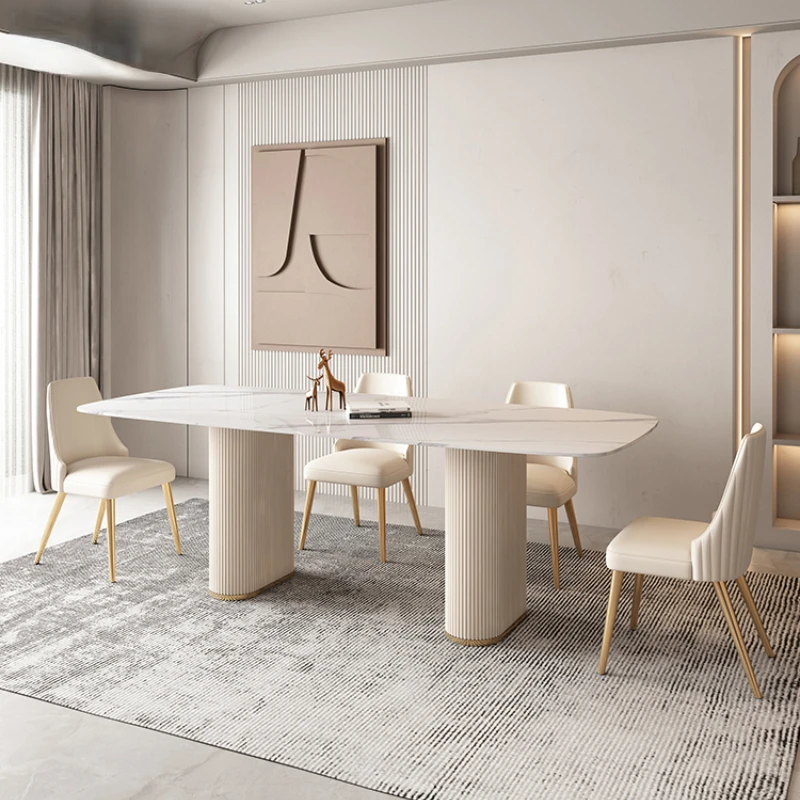 

Dining Tables and Chairs Set Household Small Apartment Modern Minimalist French Entry Lux Net Red Cream Series Dining Table