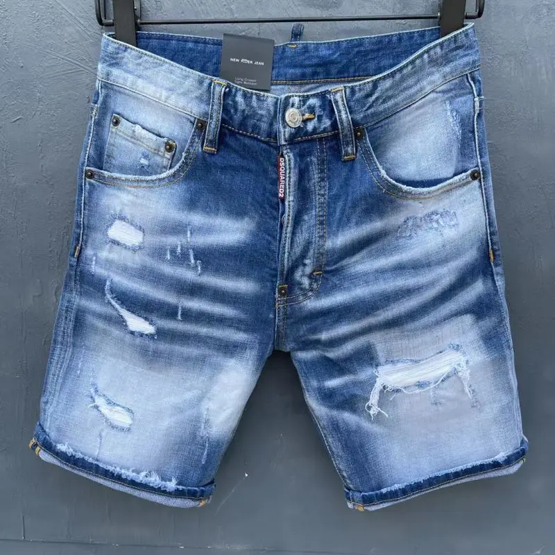 

DSQUARED2 Summer Women's/Men's Hole Short Jeans Fashion Casual Slim High Quality Denim Shorts Clothing D9128#
