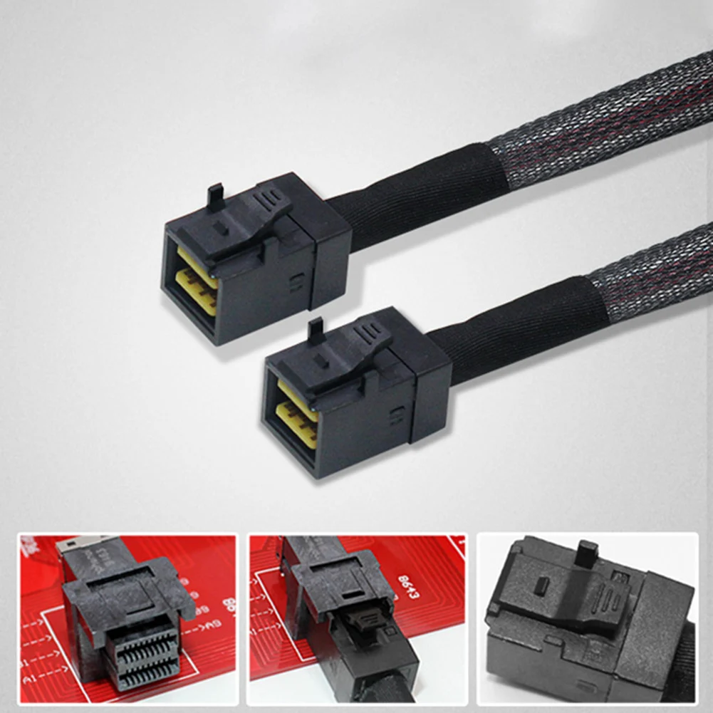 Сменный кабель для передачи данных сервера Mini SAS SFF-8654 76P to 2 SFF-8643 36 Pin SSD Line