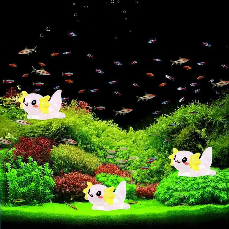 Светящиеся миниатюры Аксолотль Ambystoma милые фигурки аквариума из смолы