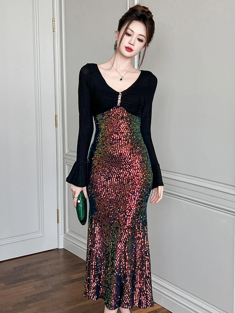 Элегантные вечерние платья в стиле ретро женские роскошные блестящие красочные