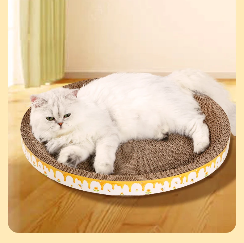 

Cat scratch board, cat nest, one piece, wear-resistant, scratch resistant, round oversize corrugated cat toy
