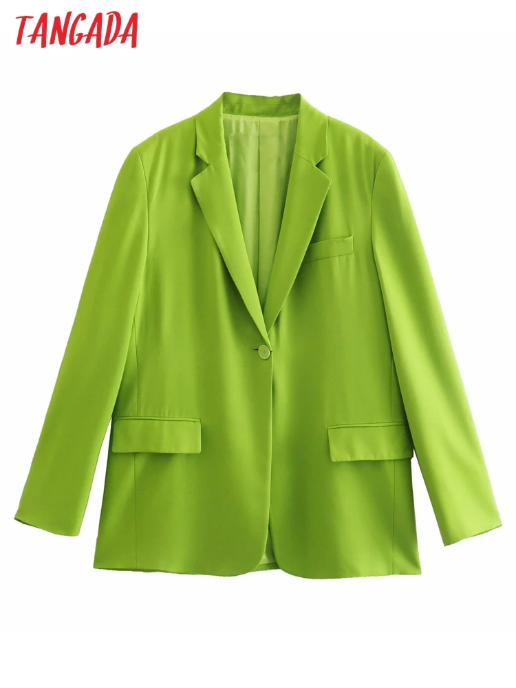 

Пиджак Tangada женский с английским воротником, Модный Зеленый винтажный Повседневный шикарный топ с карманами, 3H171, 2022